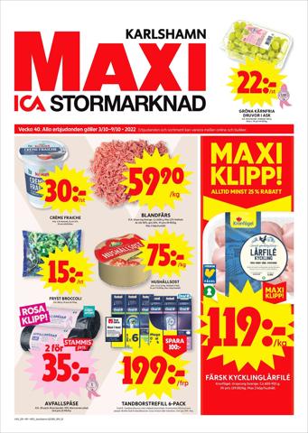 Erbjudanden av Matbutiker i Karlshamn | ICA Maxi Erbjudanden de ICA Maxi | 2022-10-03 - 2022-10-09