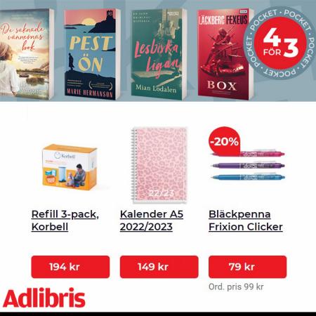 Erbjudanden av Böcker och Kontorsmaterial i Tyresö | Köp 4 pocket betala för 3! de Adlibris | 2022-08-02 - 2022-08-30
