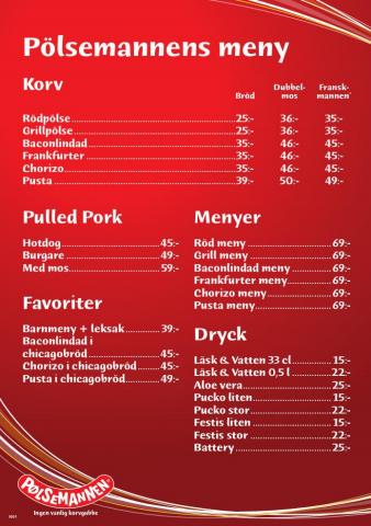 Erbjudanden av Restauranger och Kaféer i Linköping | Pölsemannen Meny de Pölsemannen | 2022-02-22 - 2022-05-31