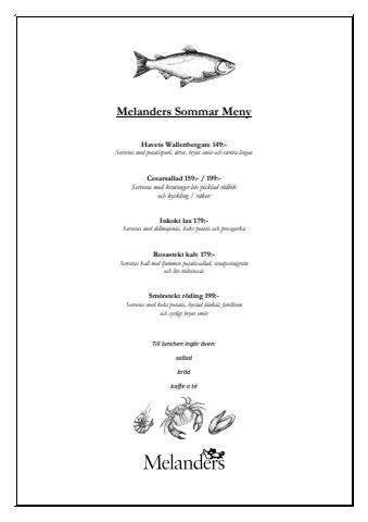Erbjudanden av Restauranger och Kaféer i Stockholm | Melanders Sommar Meny de Melanders | 2022-07-01 - 2022-08-20