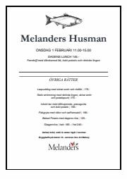 Erbjudanden av Restauranger och Kaféer i Upplands Väsby | Melanders Husman Meny de Melanders | 2023-02-01 - 2023-04-17