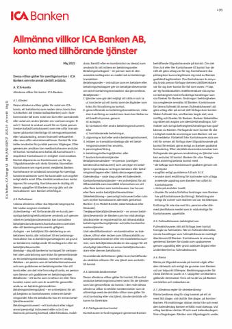 Erbjudanden av Banker i Västervik | Allmänna villkor för ICA Konto med tillhörande tjänster de ICA Banken | 2022-06-16 - 2022-08-31