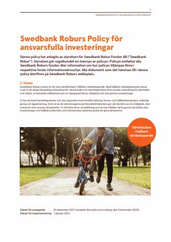Swedbank-katalog i Ödåkra | Policy for Responsible investments 2022 | 2022-01-12 - 2022-06-30