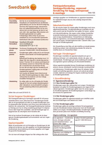 Swedbank-katalog | Förköpsinfo Småföretagsförsäkring | 2022-06-14 - 2022-08-13