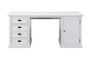 MACKAY Skrivbord 170 cm med Förvaring 4 Lådor + Skåp Vit Mah för 9499 kr på Furniturebox