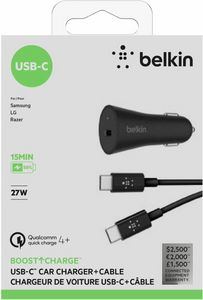 Belkin Billaddare 27W USB-C inkl USB-C till USB-C kabel för 199 kr på Webhallen