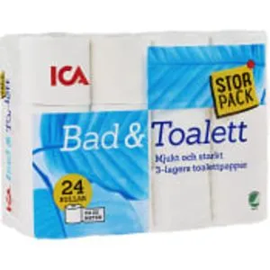 Toalettpapper 24-p Miljömärkt ICA för 99,9 kr på ICA Maxi