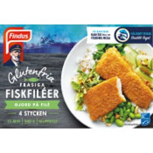 Frasiga fiskfiléer Glutenfri Fryst 4-p 340g Findus för 42,9 kr på ICA Maxi