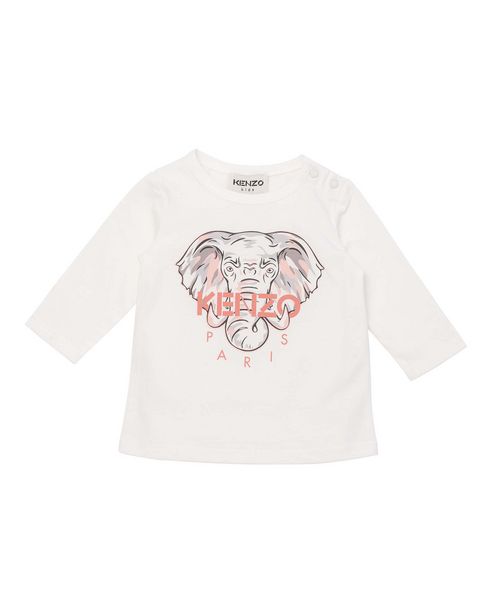 Långärmad t-shirt elefant print offwhite för 389,4 kr
