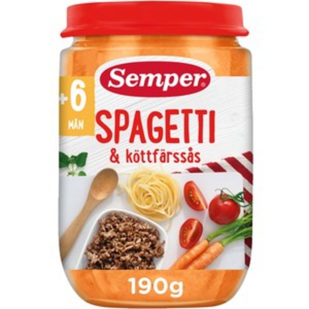 Spagetti & Köttfärssås (6mån) Semper för 12,95 kr
