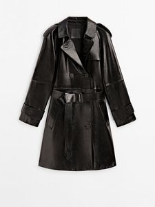 Leather Trench Jacket With A Patent Finish för 4999 kr på Massimo Dutti