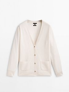 Wool And Cashmere Blend Cardigan With Buttons för 849 kr på Massimo Dutti