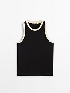 Sleeveless Contrast T-Shirt för 299 kr på Massimo Dutti