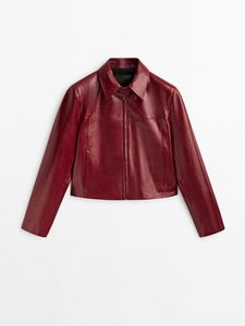 Leather Jacket With A Patent Finish för 3299 kr på Massimo Dutti
