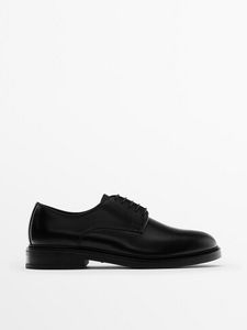 Black Leather Derby Shoes för 1799 kr på Massimo Dutti