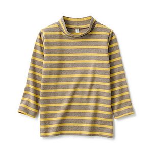 Brushed Rib High Neck Long Sleeve T-Shirt Striped (1-4 years) för 64 kr på Muji